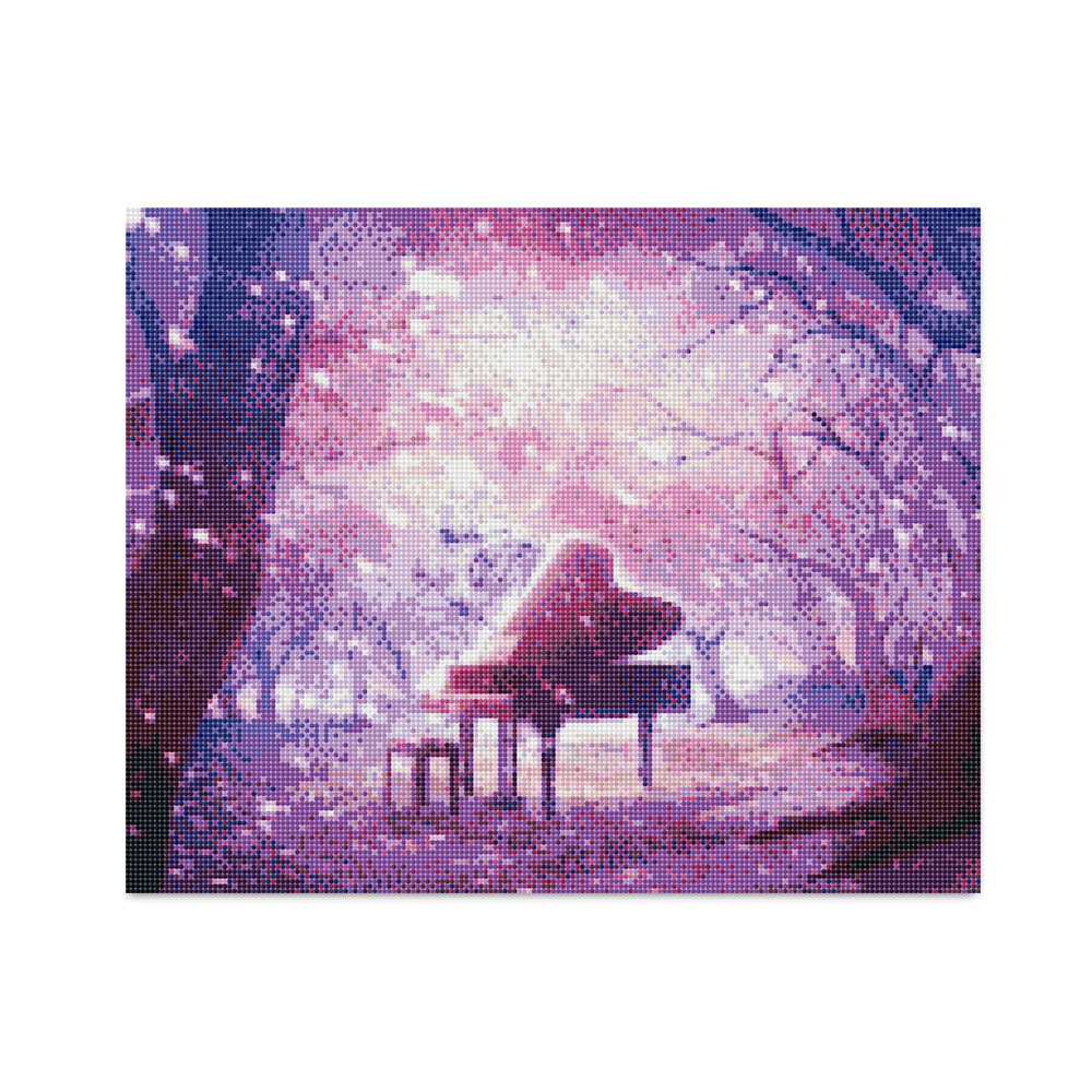 DIY LED 보석십자수 - 핑크숲과 피아노 LB72 (40x50)