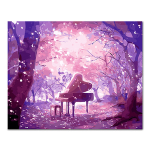 [나만의 미니 왕국]DIY 페인팅 핑크숲과 피아노 PL89 (40x50)