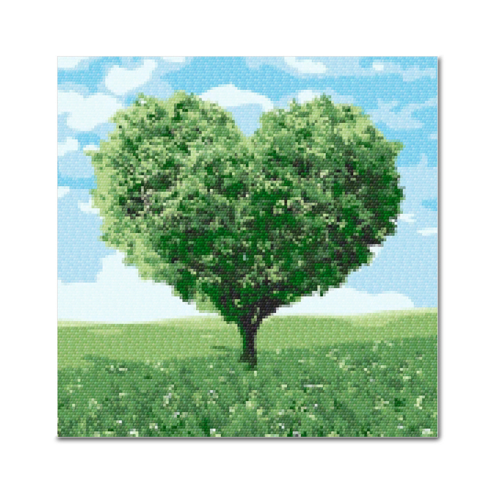 DIY 보석십자수 - 푸른하트나무 BE19 (25x25)