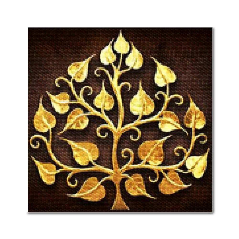 DIY 보석십자수 - 황금잎사귀 BE21 (25X25)