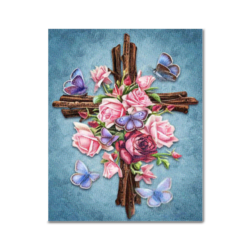 DIY 보석십자수 - 장미와 십자가 BH43 (40x50)