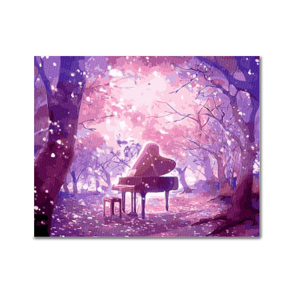 DIY 보석십자수 - 핑크숲과 피아노 BH17 (50x40)