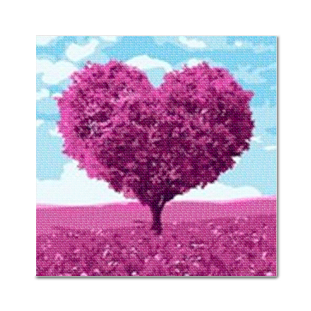 DIY 보석십자수 - 핑크하트나무 BE20 (25x25)