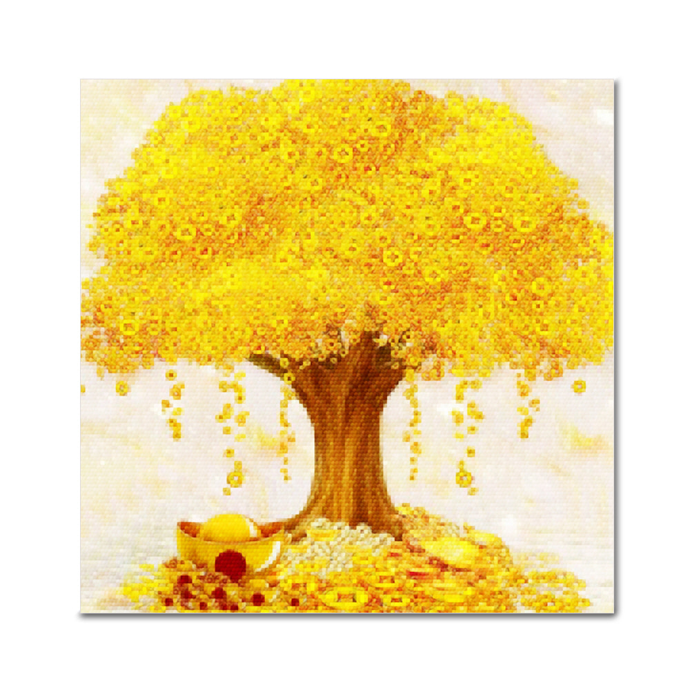 DIY 보석십자수 - 황금나무 BE22 (25X25)